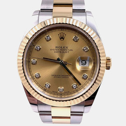 Rolex Datejust 126333 - Article: 1222422. Automatic movement, champagne dial with diamond hour markers, 41mm two-tone stainless steel and yellow gold case.