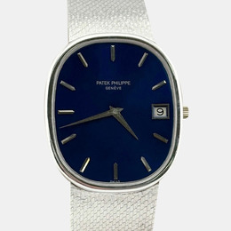 Patek Philippe Ellipse Jumbo 3605 Automatic Blue 18K White Gold Men's Wristwatch 33 mm 1222430
