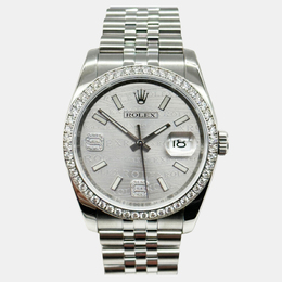 Rolex Datejust 116244 Reference 1221955 Automatic Rhodium Dial with Diamond Hour Markers Men's Stainless Steel Wristwatch