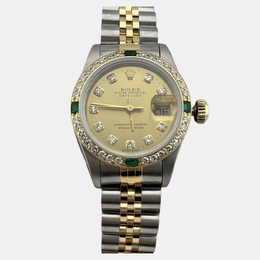 Rolex Datejust 69173 - Yellow Gold Women's Wristwatch with Emerald Accents