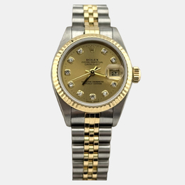 Rolex Datejust 79173 Automatic Women's Watch 26 mm Champagne Dial Stainless Steel Case with Yellow Gold Accents