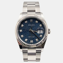 Rolex Datejust 126234 Automatic Blue Diamond Stainless Steel 18K White Gold Men's Watch