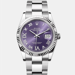 Rolex Datejust 126234-0021 Stainless Steel Wristwatch, Purple Dial with Diamond Markers