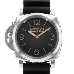 Pre-owned Panerai Luminor 1950 Left-Handed 3 Days Acciaio Black Dial Mens Watch pam 00557