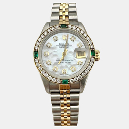 Rolex Datejust 69173, Automatic Movement, White Mother of Pearl Dial with Diamonds, 26mm Two-Tone Yellow Gold & Stainless Steel Women's Watch