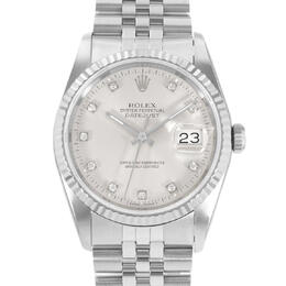 Pre-owned Rolex Datejust 36 Automatic Chronometer Diamond Silver Dial Mens Watch 16234 sdj