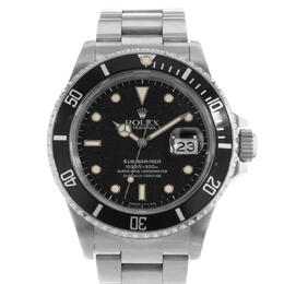 Pre-owned Rolex Submariner Date Automatic Black Dial Mens Watch 168000 bkso
