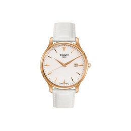 Tissot Часы Junya Collection Quartz Movement Men's Watch Watch 42mm White Dial Stainless Steel Case Leather Strap, White Dial t063.610.36.116.01 | white dial