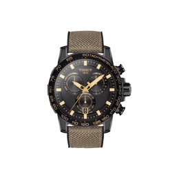 Tissot Часы Speedy Series Quartz Movement Men's Watch 45.5mm Black Dial Stainless Steel Case Fabric Strap t125.617.37.051.01