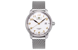 Zeppelin Часы Automatic Mechanical Movement Men's Watch Watch White Dial Stainless Steel Case Stainless Steel Watchband, White Dial 7656m | white dial