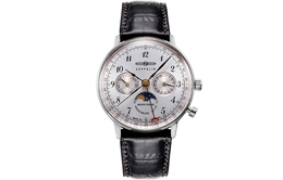 Zeppelin Часы Hindenburg Collection Quartz Movement Women's Watch Silver Dial Stainless Steel Watch Case Leather Strap, Silver Dial 7037-1 | silver dial
