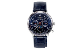Zeppelin Часы Hindenburg Collection Quartz Movement Women's Watch Watch Blue Dial Stainless Steel Case Genuine Leather Strap, Blue Dial 7037-3 | blue dial