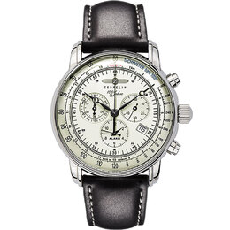 Zeppelin Часы Hundred Years Collection Quartz Movement Men's Watch Watch Silver Dial Stainless Steel Case Leather Strap, 8680-3 (all-over glow-in-the-dark) 7680-1 | 8680-3 (all-over glow-in-the-dark)