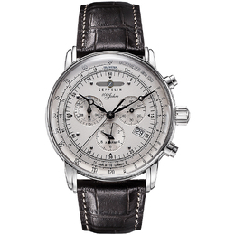 Zeppelin Часы Hundred Years Collection Quartz Movement Men's Watch Watch Silver Dial Stainless Steel Case Leather Strap, 7680-1 (Silver Platter, No Luminous) 7680-1 | 7680-1 (silver platter, no luminous)