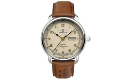 Zeppelin Часы Automatic Mechanical Movement Men's Watch Watch Yellow Watch Dial Stainless Steel Case Genuine Leather Strap, White Dial 9664-5 | white dial