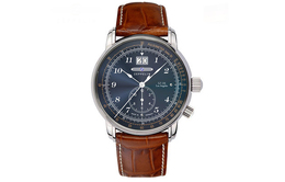 Zeppelin Часы Los Angeles Collection Quartz Movement Men's Watch Watch Blue Dial Stainless Steel Case Leather Strap 8644-3