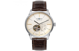 Zeppelin Часы Automatic Mechanical Movement Men's Watch Watch White Dial Stainless Steel Watch Case Genuine Leather Strap 7364-5