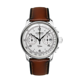Zeppelin Часы Hundred Years Collection Quartz Movement Men's Watch Wrist Watch White Dial Stainless Steel Case 8676 1, 8676-1 White Disc Dark Brown Leather Belt 8676-1 | 8676-1 white disc dark brown leather belt