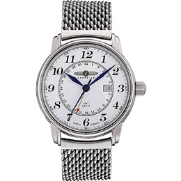 Zeppelin Часы Piaget Collection Quartz Movement Men's Watch Watch 42 White Dial Stainless Steel Watchband, 7642m-1