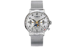 Zeppelin Часы Quartz Movement Men's Watch Watch 40mm Silver Dial Stainless Steel Watch Case Stainless Steel Strap 7036m 1 7036m-1