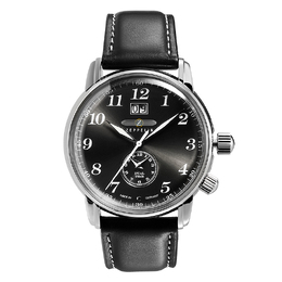 Zeppelin Часы Piaget Collection Quartz Movement Men's Watch Watch Black Dial Leather Strap 7644-2a