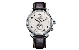 Zeppelin Часы Piaget Collection Quartz Movement Men's Watch Watch 42 White Dial Stainless Steel Case Leather Strap 7644 5 7644-5