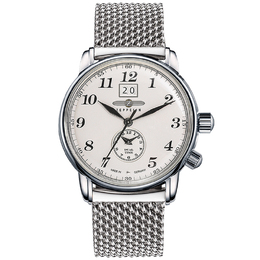 Zeppelin Часы Piaget Collection 7644M 5 Quartz Movement Men's Watch Watch 42 White Dial Stainless Steel Watchband, 7644m-5