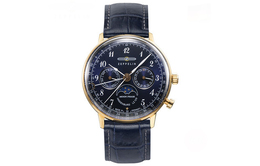 Zeppelin Часы Quartz Movement Women's Watch Watch Black Dial Stainless Steel Case Genuine Leather Strap 7039-3