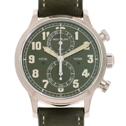 Patek Philippe Complications Calatrava Pilot Travel Time Chronograph Automatic Watch 5924G-010