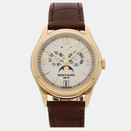 Pre-Owned Patek Philippe 5146J-001 Annual Calendar Moonphases White Dial Automatic Yellow Gold Men's Wristwatch