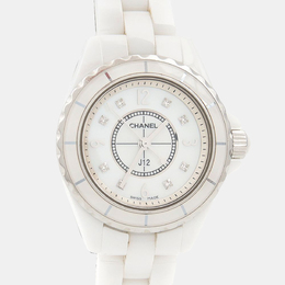 Chanel J12 H2570 Quartz White Diamonds Ceramic Women's Wristwatch 29mm 1229804