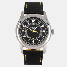 Pre-Owned Patek Philippe Calatrava Date Sweep Seconds 6007G-001 Black Automatic 18k White Gold Men's Wristwatch 40 mm 1229766