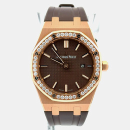 Audemars Piguet Royal Oak 67651OR.ZZ.D080CA.01 Quartz Brown 18K Rose Gold Women’s Wristwatch 33 mm 1229314