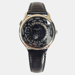 Patek Philippe World Time 5575G-001 Automatic Black 18k White Gold Men's Wristwatch 39.5 mm 1234695