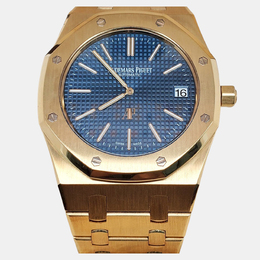 Audemars Piguet Royal Oak 15202BA Automatic Blue 18k Yellow Gold Men's Wristwatch 39 mm 1234685
