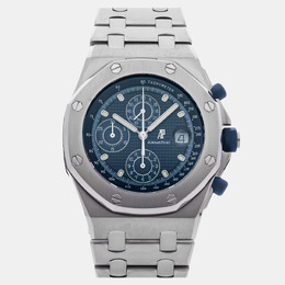 Pre-Owned Audemars Piguet Royal Oak Offshore Chronograph 25721ST.OO.1000ST.01 Blue/Grey Automatic Stainless Steel Men's Wristwatch 42 mm 1234168